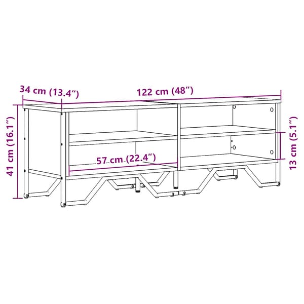 vidaXL TV-bord brunt egetræ 122x34x41 cm