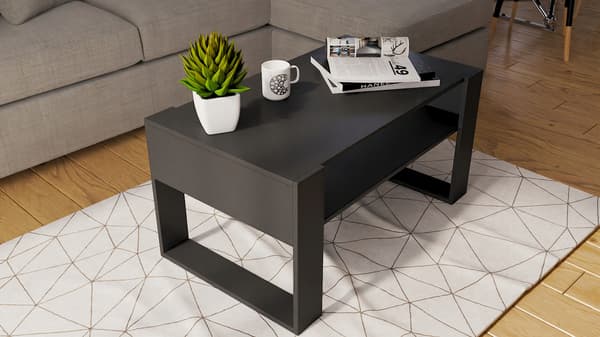 Svart soffbord 90x50cm, retro soffbord, loftbord