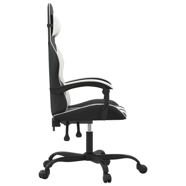 vidaXL drejelig gamingstol, sort og hvid, kunstlæder