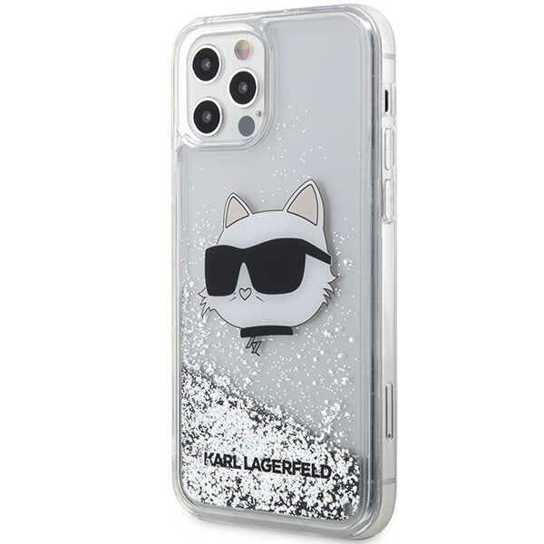 Karl Lagerfeld Glitter Choupette Head-cover til iPhone 12/12 Pro, sølv