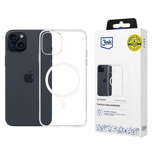 3mk Clear MagCase til MagSafe, til iPhone 15 Plus, klar og hvid