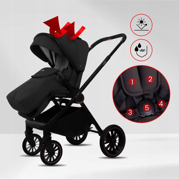 BabyLux CASTOR 2-i-1 klapvogn, gondol, let, foldbart sæt