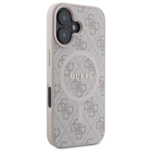 Guess 4G Ring Classic Logo MagSafe -kotelo iPhone 16:lle, pinkki