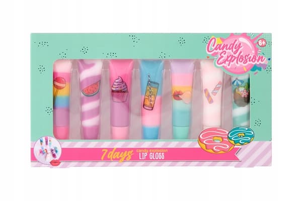 Läppglansset med Candy Explosion, 7 delar, kreativ kosmetika för barn