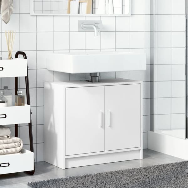 vidaXL håndvaskskab hvid 63x29x55 cm træbaseret materiale