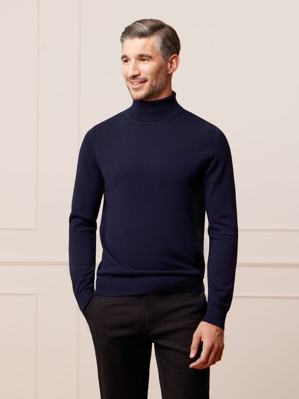 BRACKEN MARINEBLÅ TURTLENECK L