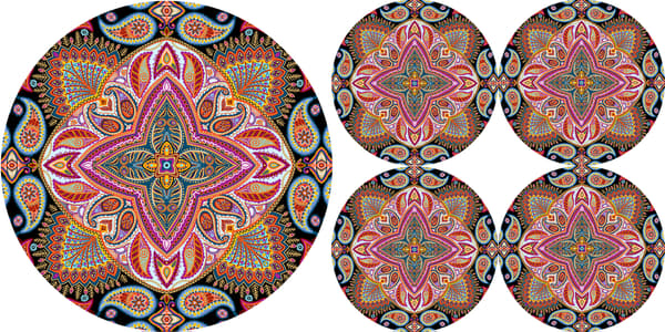 Pyöreän pöytäliinan setti 1+4 - POLKA
