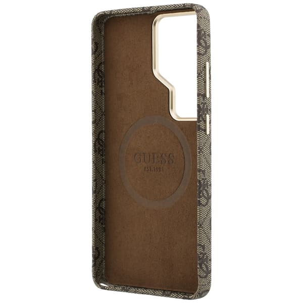 Guess 4G Script MagSafe -kotelo Samsung Galaxy S26 Ultralle, ruskea