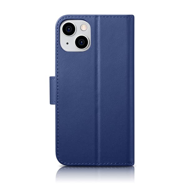 2-i-1 Läderfodral iPhone 14 Plus Anti-RFID Plånboksfodral Blå