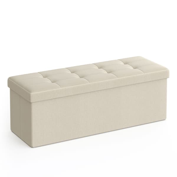 Cremefarvet foldbar opbevaringspuf
