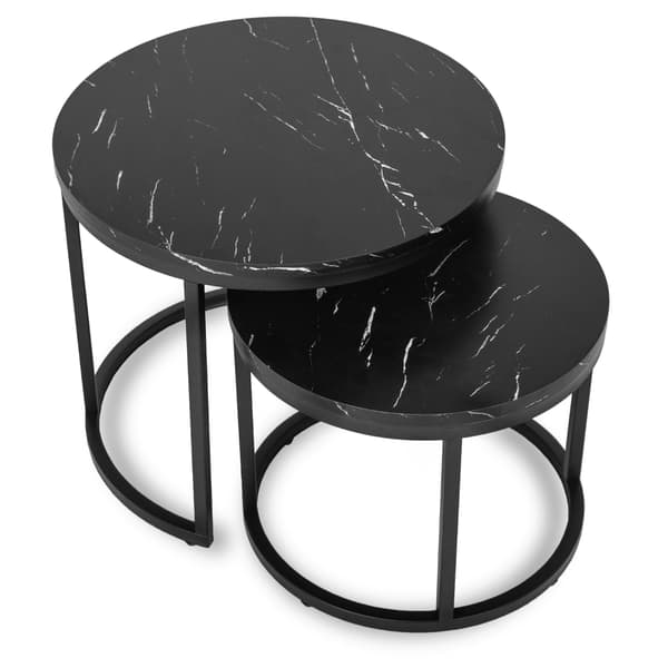MAURO sofabordsæt 43 cm/53 cm sort marmor moderne glamour