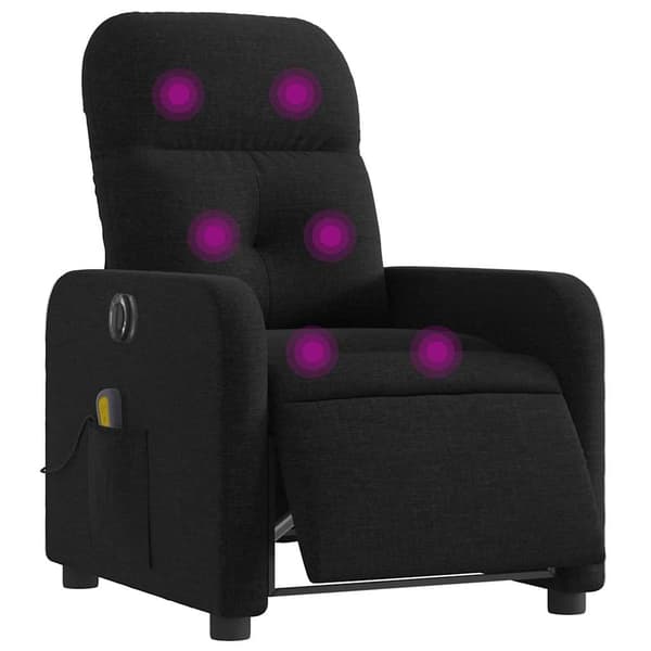 vidaXL elektrisk massagestol med lænefunktion sort stof