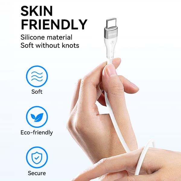 Hållbar flexibel kabel USB-C - USB-C PD 65W 2m vit