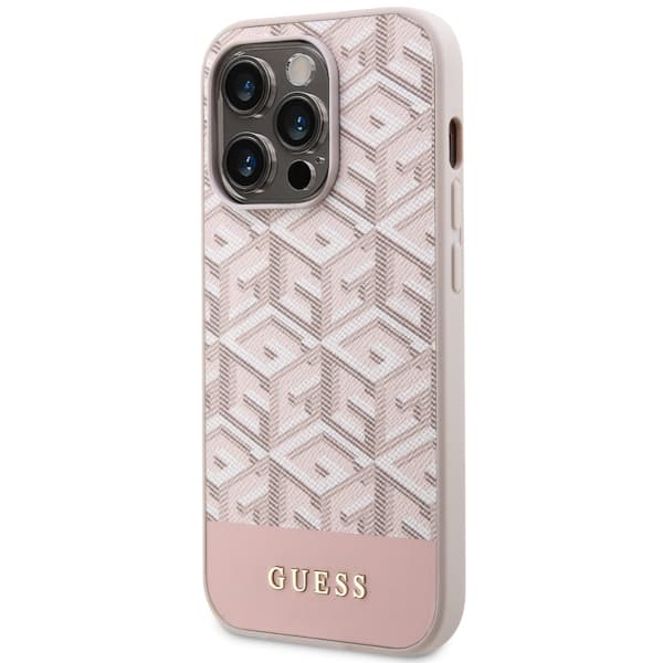 Guess GCube Stripes MagSafe-etui til iPhone 14 Pro, lyserød