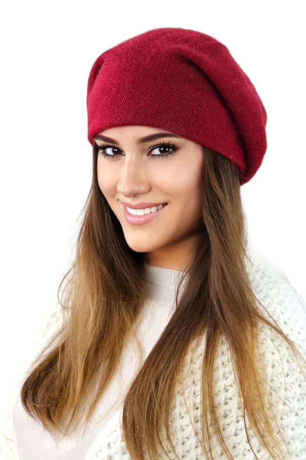 CLEO moderigtig angora baret, bordeauxrød