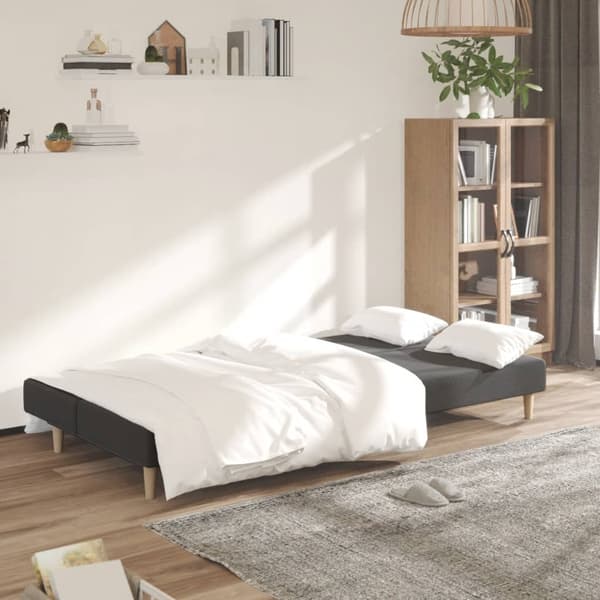vidaXL 2-sits bäddsoffa, mörkgrå, klädd i tyg