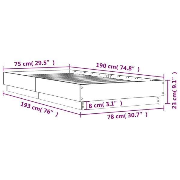 vidaXL Sängram vit 75x190 cm träbaserat material