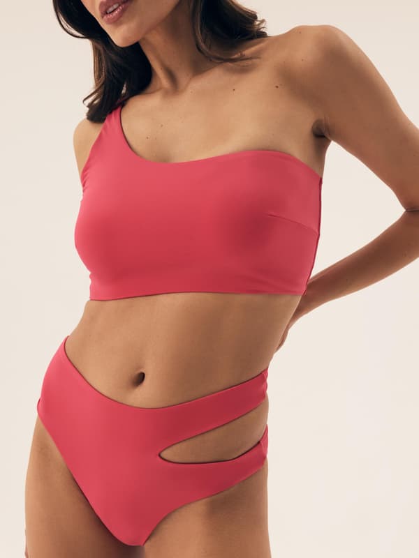 Firenze Esotiq bikinitrosa med hög midja | Intensivrosa L
