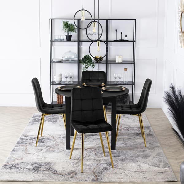 YORK Klädd Vardagsrumsfåtölj Svart Sammet Modern Loft