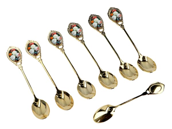 Set med 6 skedar - Barockblommor (CARMANI)
