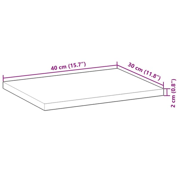 vidaXL bordplade 40x30x2 cm rektangulær massiv akacietræ