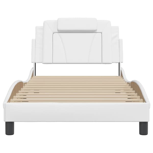 vidaXL Sängram med LED vit 100x200 cm konstläder