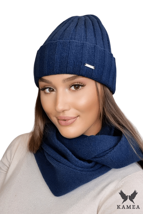 TAHIRA dammössa i ull, marinblå