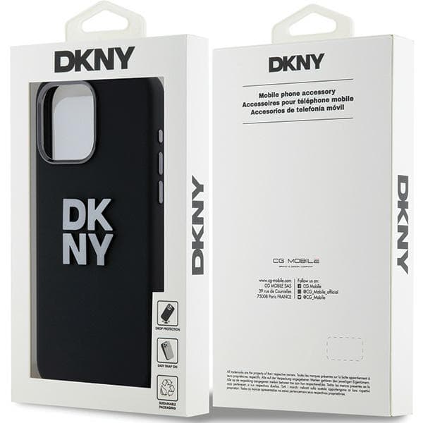 DKNY Liquid Silicone Metal Logo Cover til iPhone 15 Pro, Sort
