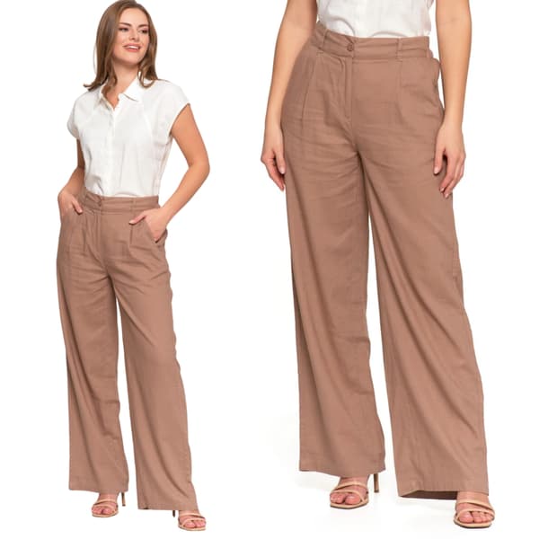 Dambyxor i linne, vida, hög midja, eleganta, MORAJ S BEIGE