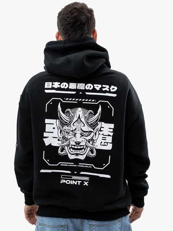 Techwear Herre Oversize Hættetrøje Black Point X Monster M