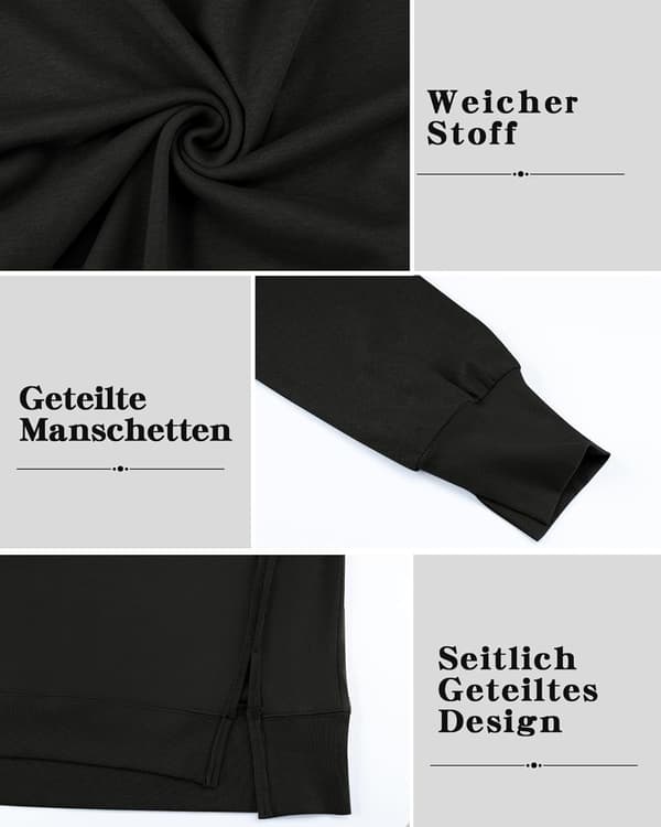 Gaharu dame sweatshirt oversize M langærmet rund hals sort