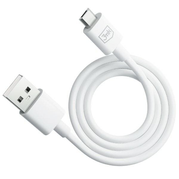 3MK Hyper USB-A till Micro USB-kabel, 1,2 m, 5 V, 2,4 A, Vit