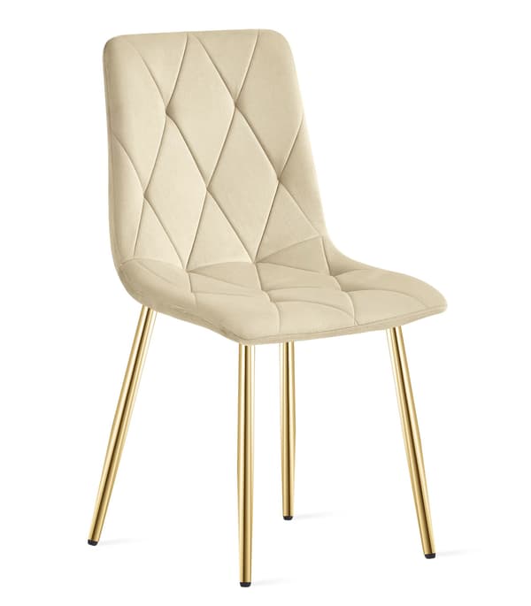 LIBRA stol - ljusbeige sammet / guldfärgade ben x 2