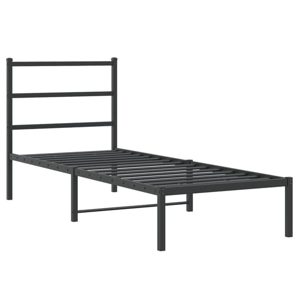 vidaXL metalsengestel med hovedgærde sort 75x190 cm