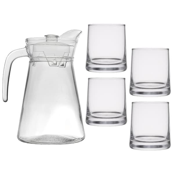 Sæt med 1,5L kande og 4 glas 275 ml