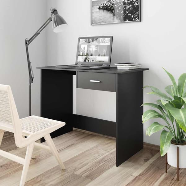 vidaXL skrivebord, sort, 100x50x76 cm, spånplade