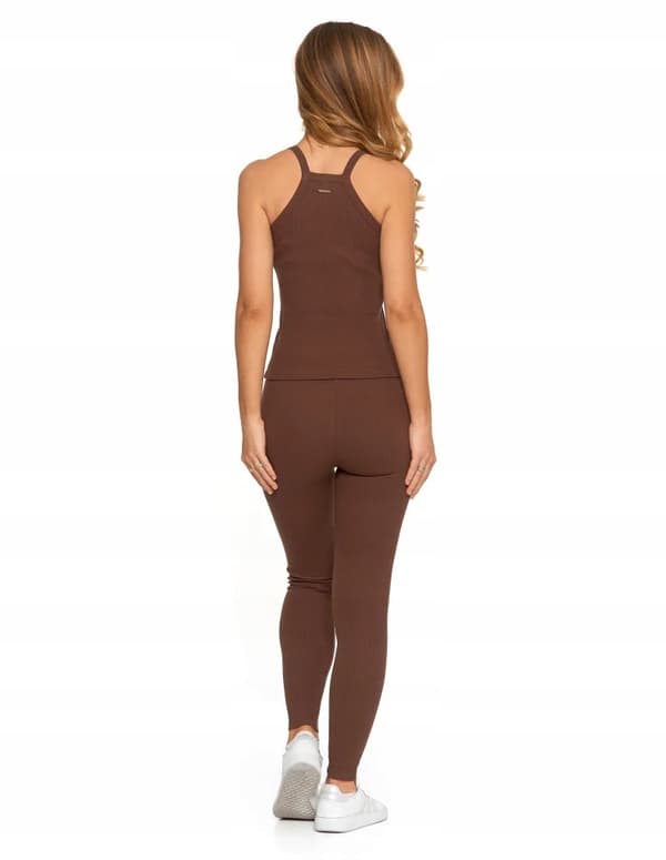 Dameleggings i bomuld med bred elastisk linning, elastisk pasform, MORAJ L MOCCA