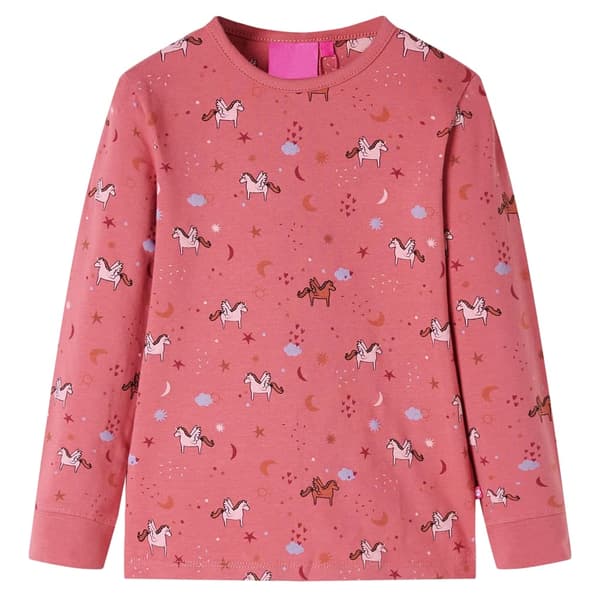 Børne pyjamas med lange ærmer, lyserød, 128