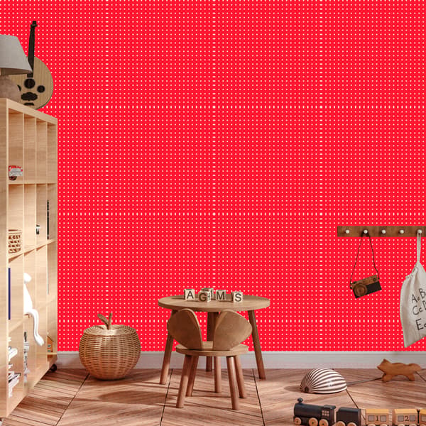 Dots-tapetti, punainen tausta, punainen keskusta, 50x1000 cm