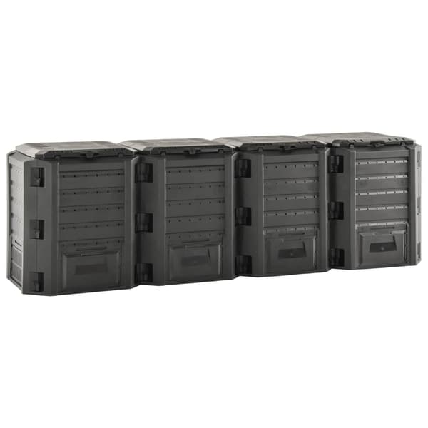 vidaXL Havekomposter, Sort, 1600 L