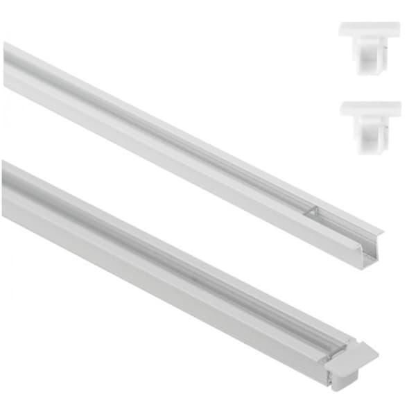 Infälld LED-listprofil, vit aluminium + transparent skydd 1m