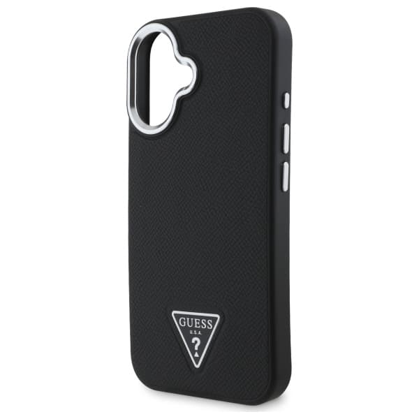Guess Grained Triangle MagSafe-skal till iPhone 16 Plus, svart