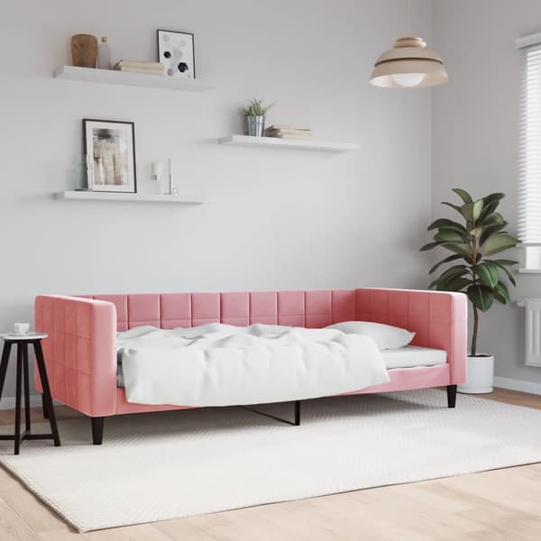 vidaXL Bäddsoffa rosa 90x200 cm klädd i sammet
