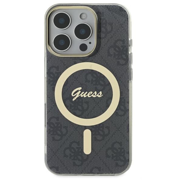Guess IML 4G MagSafe -kotelo iPhone 16 Prolle, musta