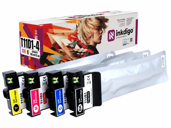 Inkdigo T11D1-T11D4 blæk kompatibel med Epson WorkForce Pro WF-C5390DN TÜV-certificeret