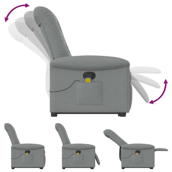 vidaXL massagestol med løftefunktion lysegrå stof
