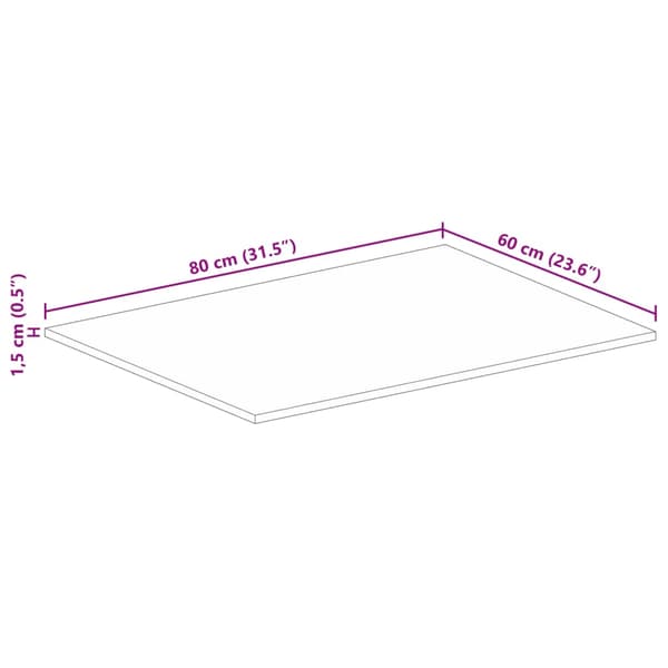 vidaXL bordplade 80x60x1,5 cm rektangulær ru mangotræ