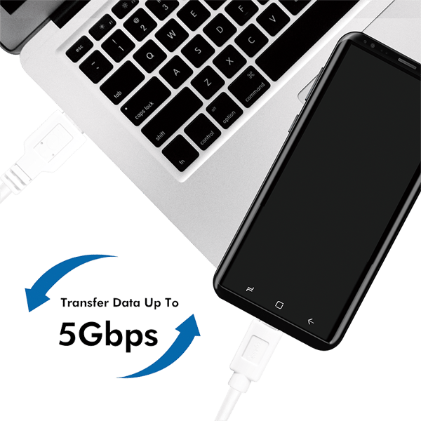 USB 3.2 Typ-C till USB-A-kabel, Vit, Gen1, 1,5 m, Logilink