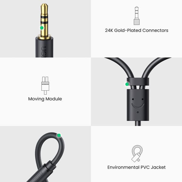 Lydstikadapterkabel 3,5 mm han - 2x RCA hun 0,25m grå