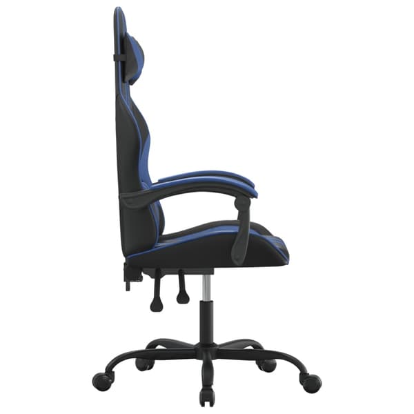 vidaXL drejelig gamingstol sort og blå kunstlæder
